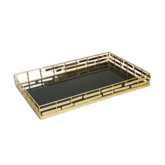 Lucky Art Gold Dikdortgen Tepsi 52x35 Cm