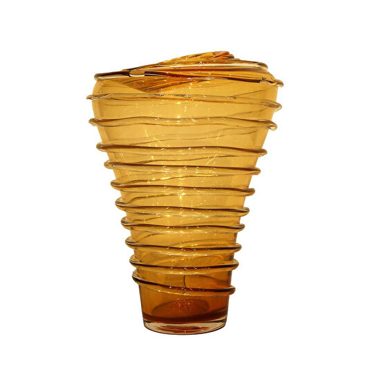 Lucky Art Cam Amber Halkalı By Vazo 30x30x38,5cm