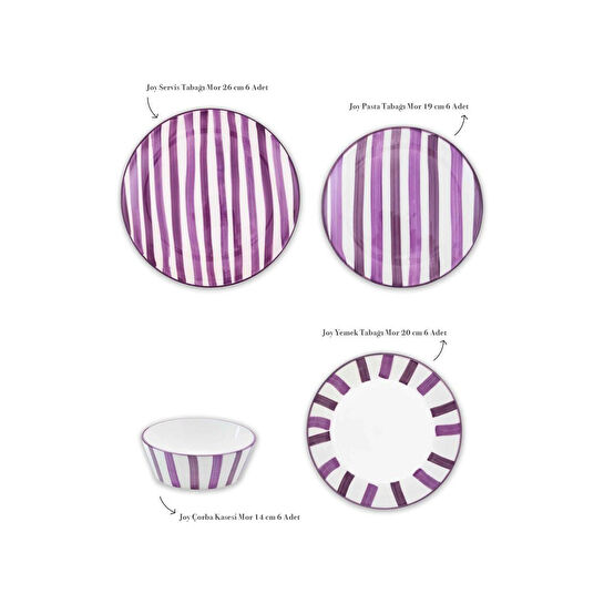 The Mia Joy Yemek Takımı 6 Kişilik 24 Parça Mor 2401