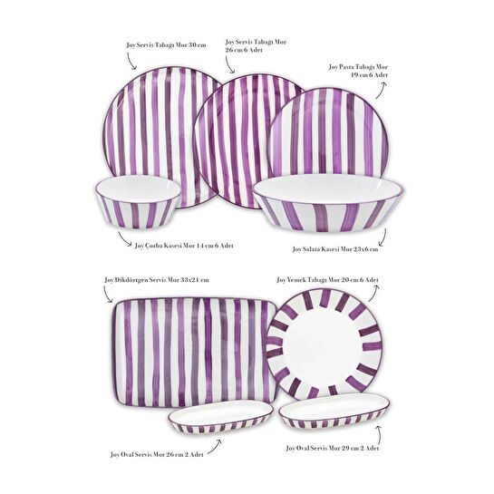 The Mia Joy Yemek Takımı 6 Kişilik 31 Parça Mor 3101