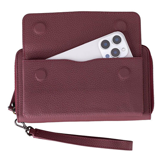 Bloominbag Bloomporter Pebble Bordeaux Hakiki Deri Telefon Bölmeli Cüzdan