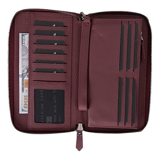 Bloominbag Bloomporter Pebble Bordeaux Hakiki Deri Telefon Bölmeli Cüzdan