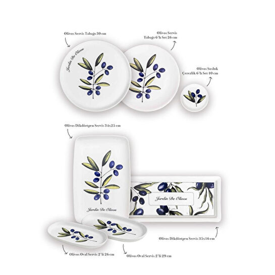 The Mia Olivos Kahvaltı Takımı 6 Kişilik 19 Parça Set 1