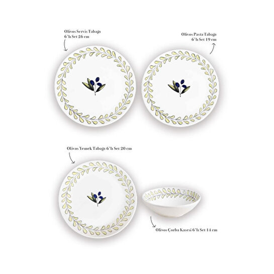 The Mia Olivos 6 Kişilik Yemek Takımı 24 Parça Set 2