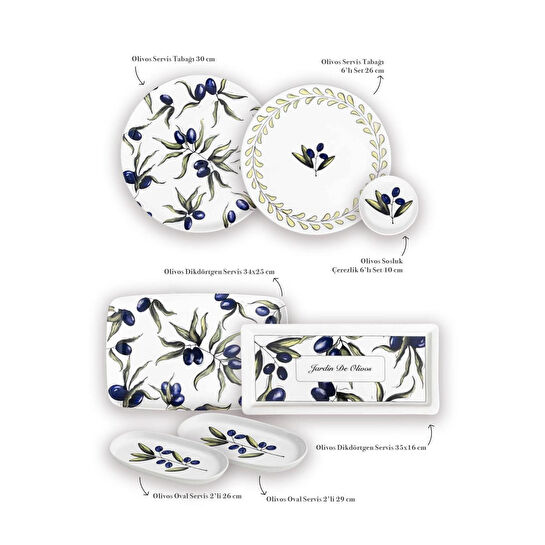 The Mia Olivos Kahvaltı Takımı 6 Kişilik 19 Parça Set 2