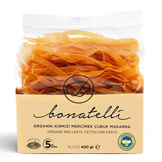 Bonatelli Organik Kırmızı Mercimek Çubuk Makarna 400 G