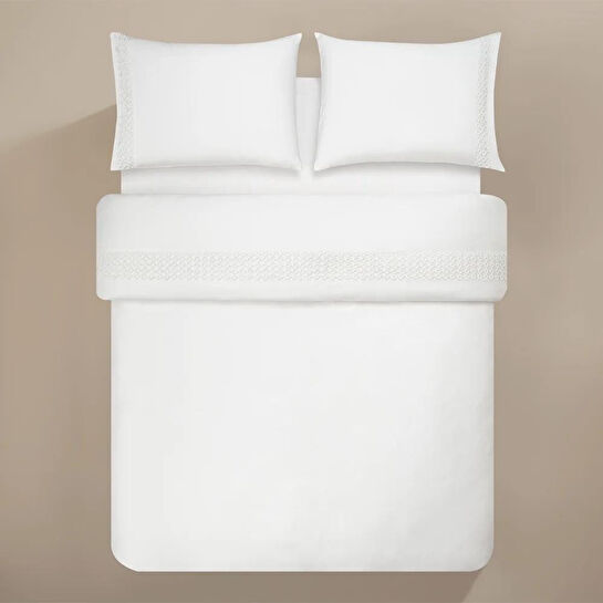 Penelope %100 Pamuk Saten Kumaş Nevresim Seti 200x220 Cm Beyaz - Manuela Serisi