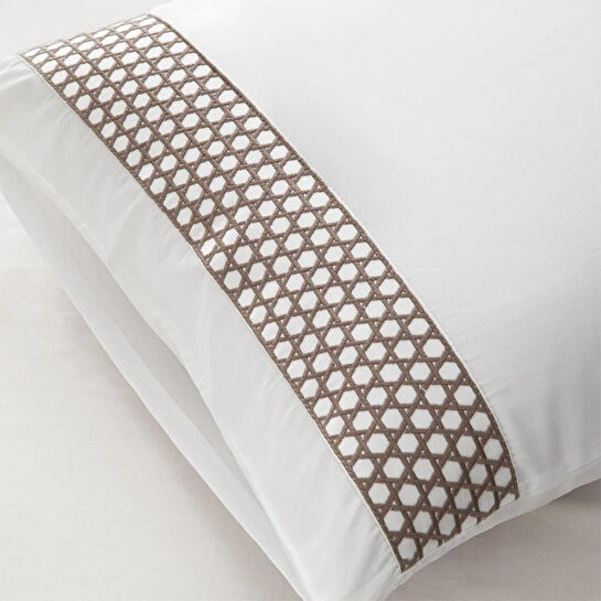 Penelope %100 Pamuk Saten Kumaş Nevresim Seti 240x220 Cm Beyaz Taş- Regina Serisi