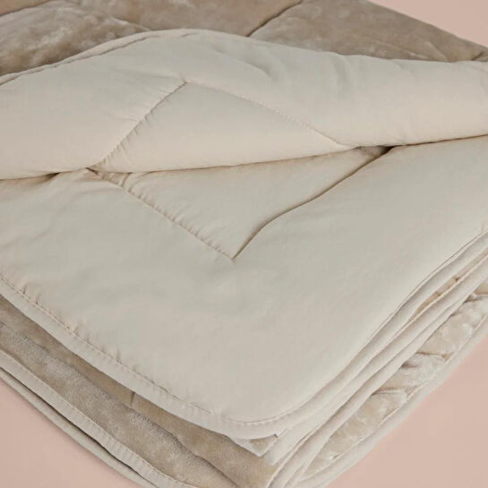 Penelope Çift Kişilik Çift Taraflı Welsoft Yorgan Taş 195x215 Cm - Velour Serisi