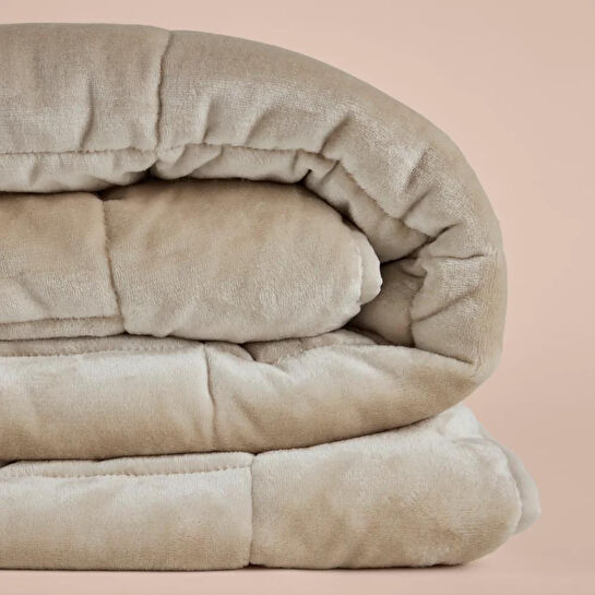 Penelope Çift Kişilik Çift Taraflı Welsoft Yorgan Taş 195x215 Cm - Velour Serisi