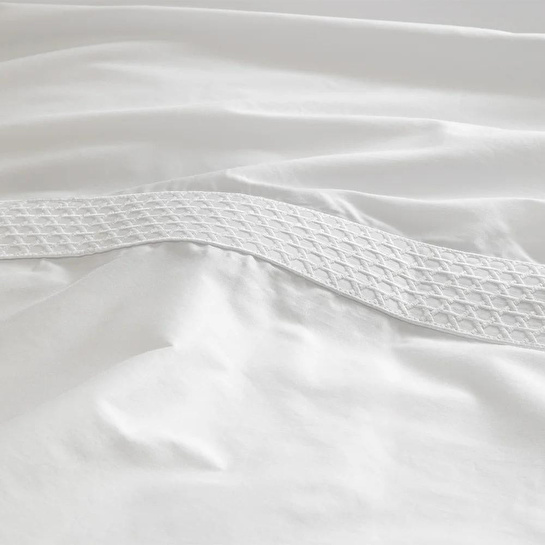 Penelope %100 Pamuk Saten Kumaş Nevresim Seti 200x220 Cm Beyaz - Regina Serisi