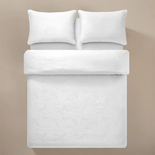 Penelope %100 Pamuk Saten Nevresim Seti 200x220 Cm Beyaz - Plume Serisi