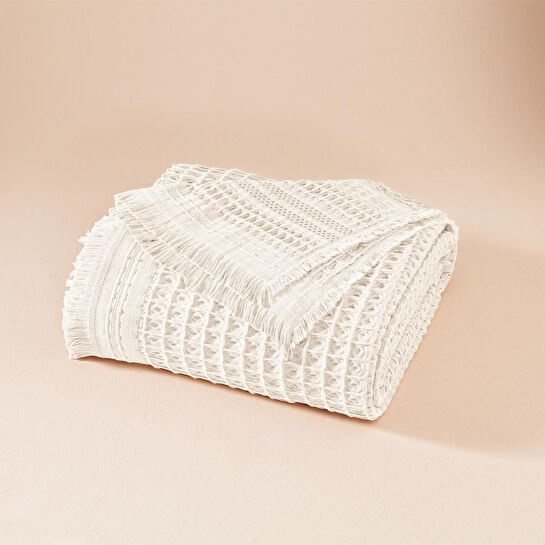 Penelope %100 Pamuk Dokuma Yatak Örtüsü 240x250 Cm Beyaz - Belinda Serisi