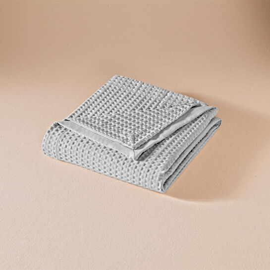 Penelope %100 Pamuk Tek Kişilik Pike 160x220 Cm Gri - Lia Serisi