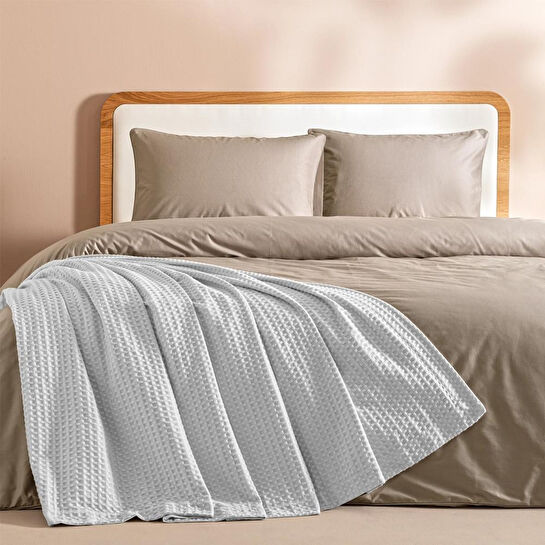 Penelope %100 Pamuk Tek Kişilik Pike 160x220 Cm Gri - Lia Serisi