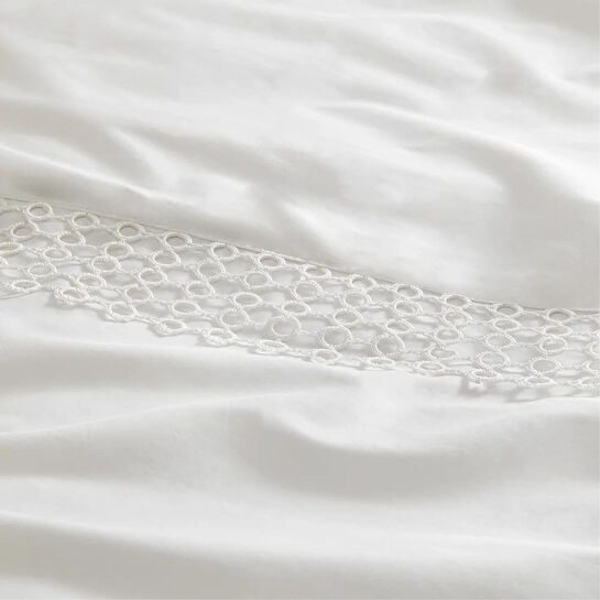 Penelope %100 Pamuk Saten Kumaş Nevresim Seti 240x220 Cm Beyaz - Manuela Serisi