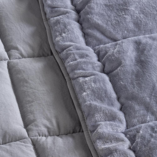 Penelope Tek Kişilik Çift Taraflı Welsoft Yorgan Gri 155x215 Cm - Velour Serisi