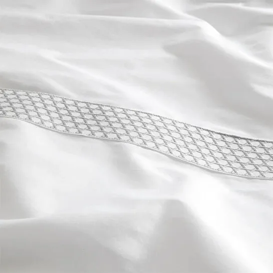 Penelope %100 Pamuk Saten Kumaş Nevresim Seti 260x240 Cm Beyaz Mavi - Regina Serisi