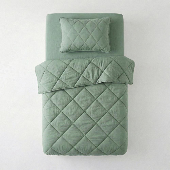 Penelope Microfiber Kumaş Tek Kişilik Yeşil Yastık Yorgan Seti - Colors In Comfort