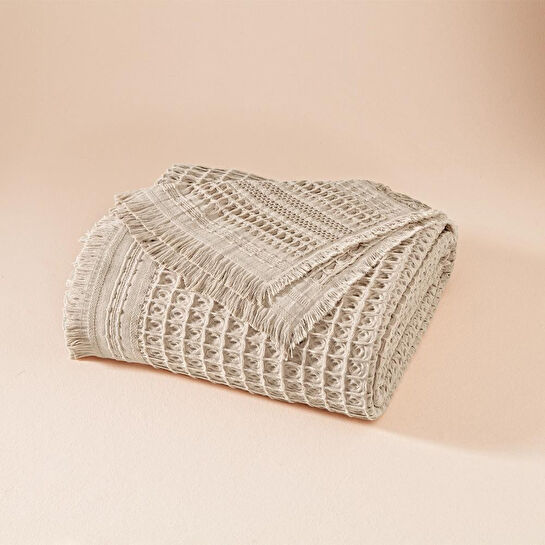 Penelope %100 Pamuk Dokuma Yatak Örtüsü 240x250 Cm Taş - Belinda Serisi