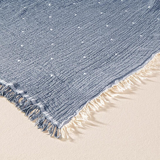 Penelope %100 Pamuk Müslin Yatak Örtüsü 160x240 Cm Mavi - Glen Serisi