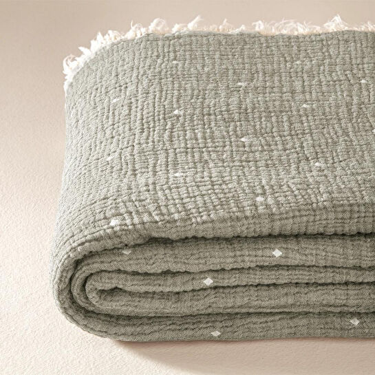 Penelope %100 Pamuk Müslin Yatak Örtüsü 220x240 Cm Gri - Glen Serisi