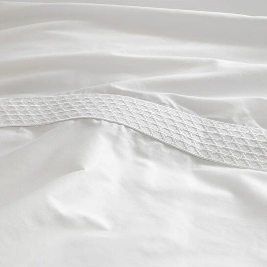 Penelope %100 Pamuk Saten Kumaş Nevresim Seti 260x240 Cm Beyaz - Regina Serisi