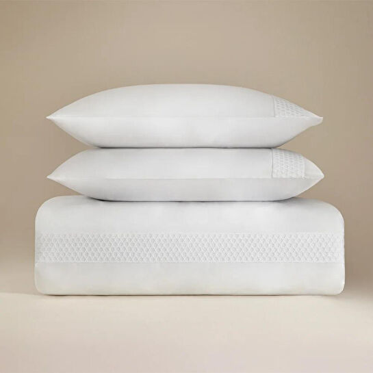 Penelope %100 Pamuk Saten Kumaş Nevresim Seti 260x240 Cm Beyaz - Regina Serisi