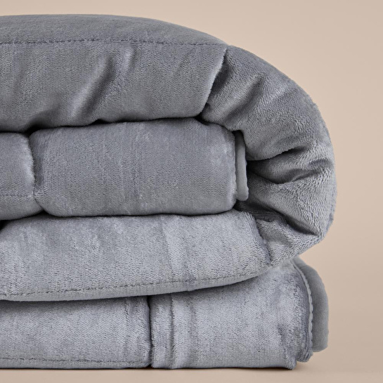Penelope Çift Kişilik Çift Taraflı Welsoft Yorgan Gri 195x215 Cm - Velour Serisi