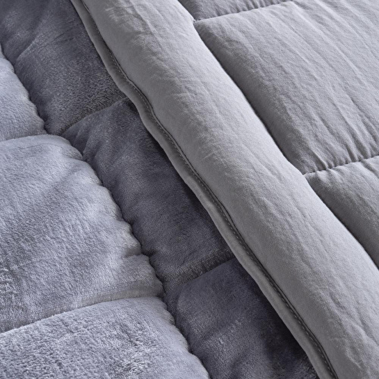 Penelope Çift Kişilik Çift Taraflı Welsoft Yorgan Gri 195x215 Cm - Velour Serisi