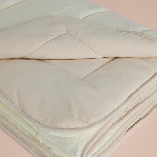 Penelope Çift Kişilik Çift Taraflı Welsoft Yorgan Krem 195x215 Cm - Velour Serisi