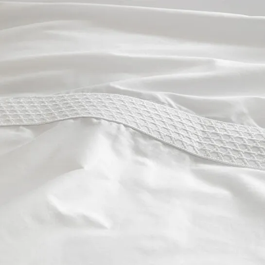 Penelope %100 Pamuk Saten Kumaş Nevresim Seti 240x220 Cm Beyaz - Regina Serisi