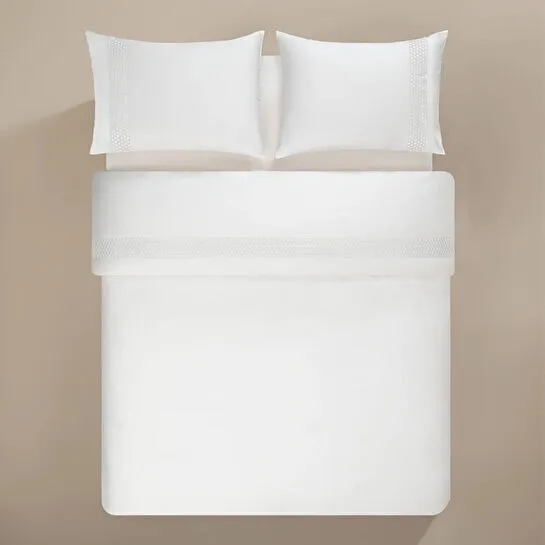 Penelope %100 Pamuk Saten Kumaş Nevresim Seti 240x220 Cm Beyaz - Regina Serisi