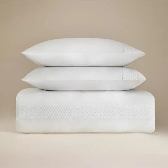 Penelope %100 Pamuk Saten Kumaş Nevresim Seti 240x220 Cm Beyaz - Regina Serisi