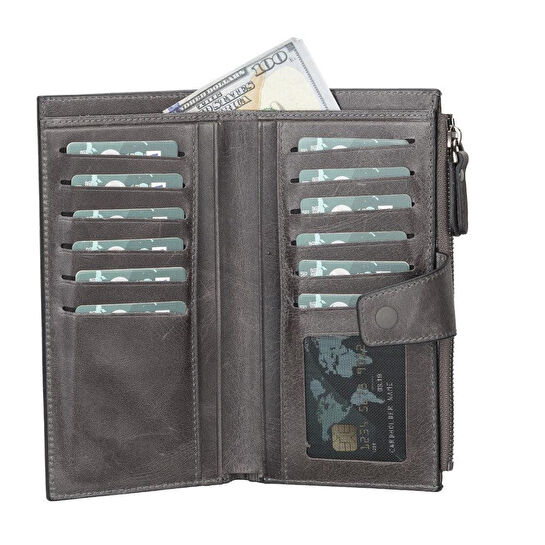 Bloominbag Lozan Ash Mist Gerçek Deri Cüzdan & Telefon Çantası