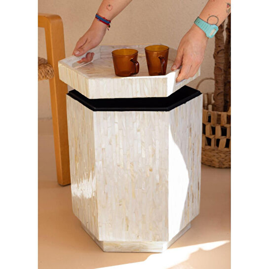 The Mia Sedef Tabure Yan Sehpa 38x33x47 Cm Tlc0131