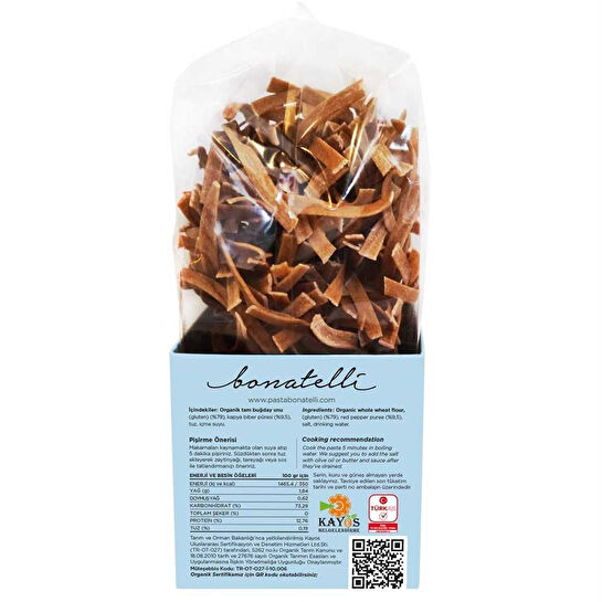 Bonatelli Organik Tam Buğday Çubuk Makarna 400 G