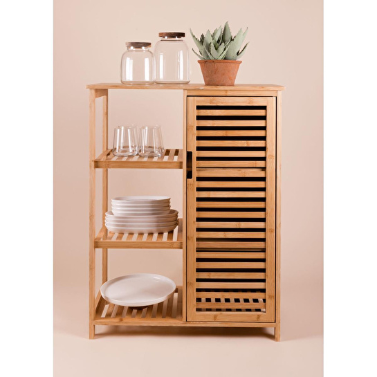 The Mia Bambu 4 Katlı Kapaklı Düzenleyici Dolap Raf 87x66x33 Cm