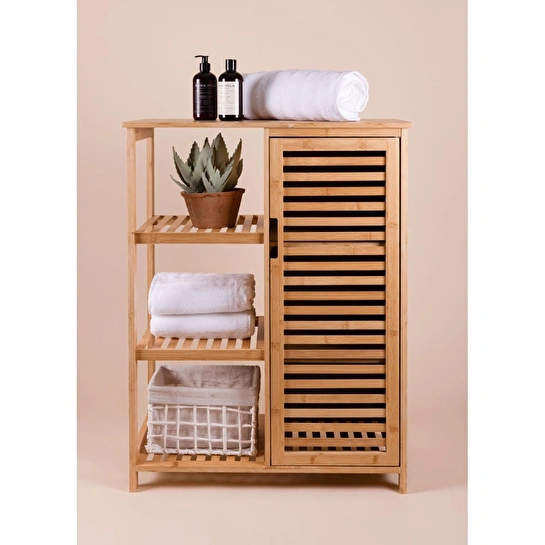 The Mia Bambu 4 Katlı Kapaklı Düzenleyici Dolap Raf 87x66x33 Cm