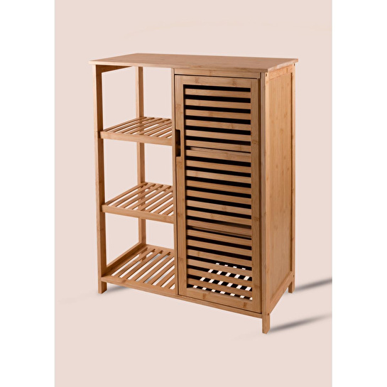 The Mia Bambu 4 Katlı Kapaklı Düzenleyici Dolap Raf 87x66x33 Cm