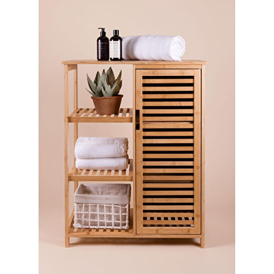 The Mia Bambu 4 Katlı Kapaklı Düzenleyici Dolap Raf 87x66x33 Cm