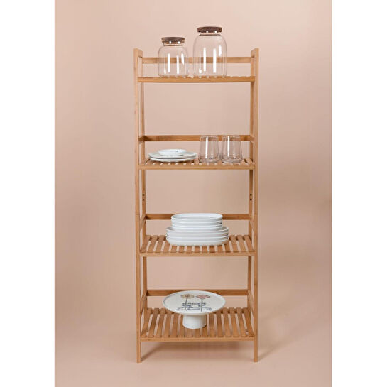 The Mia Bambu 4 Katlı Düzenleyici Dolap Raf 120x49x32 Cm