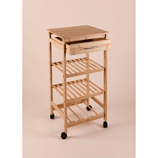 The Mia Bambu Tekerlekli 4 Katlı Düzenleyici Dolap Raf 83x40x37 Cm