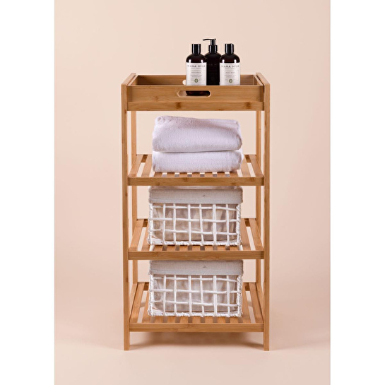 The Mia Bambu 4 Katlı Tepsili Düzenleyici Dolap Raf 75x40x30 Cm