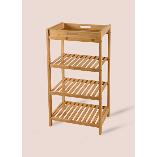 The Mia Bambu 4 Katlı Tepsili Düzenleyici Dolap Raf 75x40x30 Cm