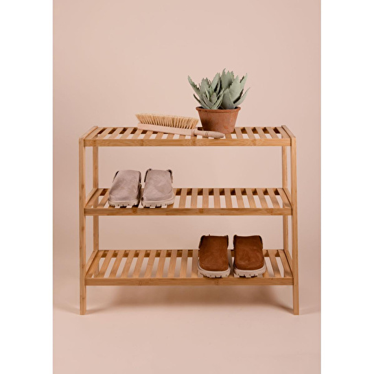 The Mia Bambu 3 Katlı Düzenleyici Dolap Raf Ayakkabılık 70x59x26 Cm