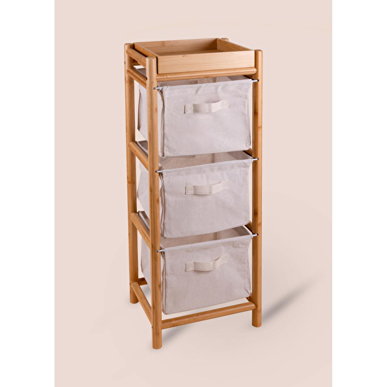 The Mia Bambu 3 Bez Çekmeceli Düzenleyici Dolap Raf 90x35x30 Cm