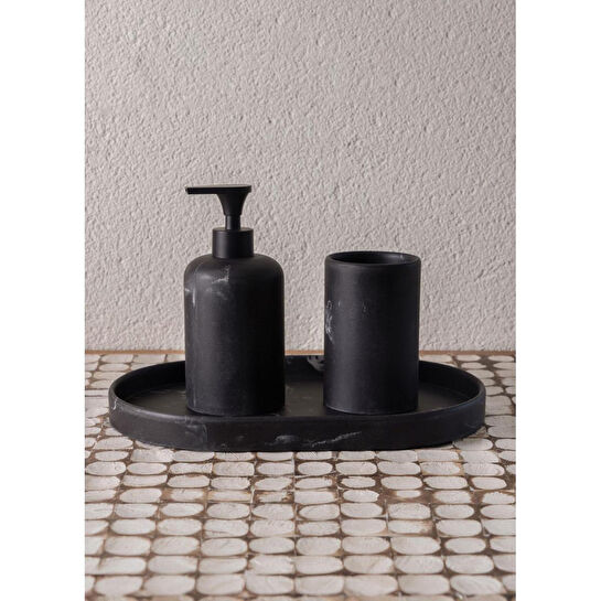 The Mia Marble Banyo Seti Siyah Siyah 3 Parça