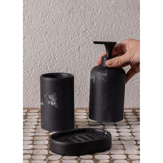 The Mia Marble Banyo Seti Siyah Siyah 3 Parça