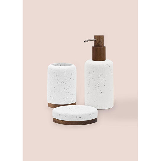 The Mia Travertine Banyo Seti Beyaz 3 Parça